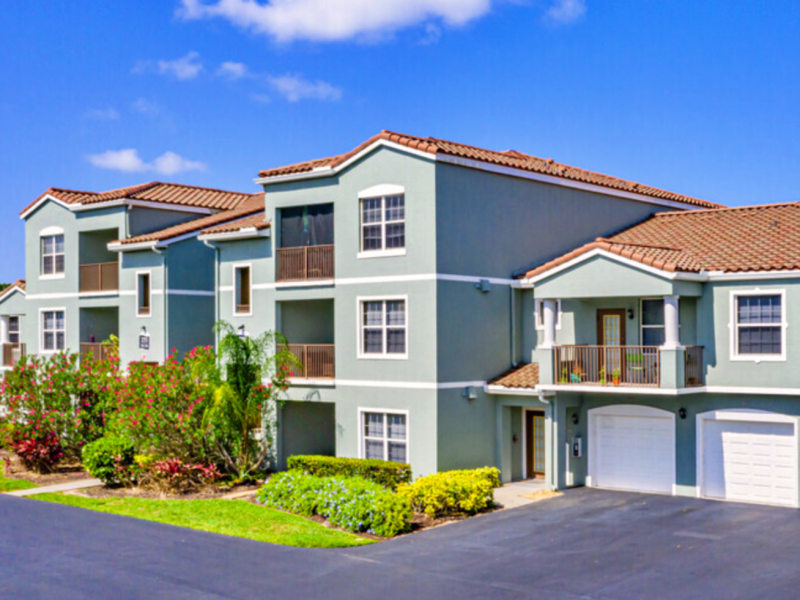 This image shows the Malibu Lakes Apartments with direct access garage.