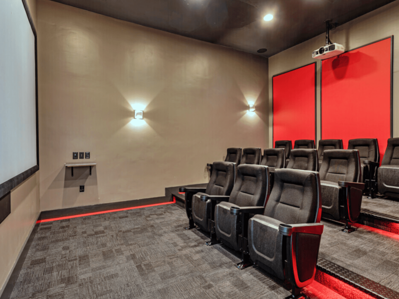 This image shows the media center with theater seating.